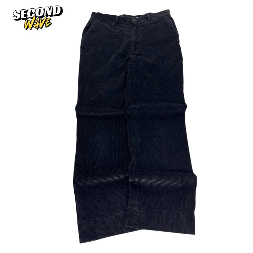 VINTAGE BLACK CORDUROY TROUSERS (30)