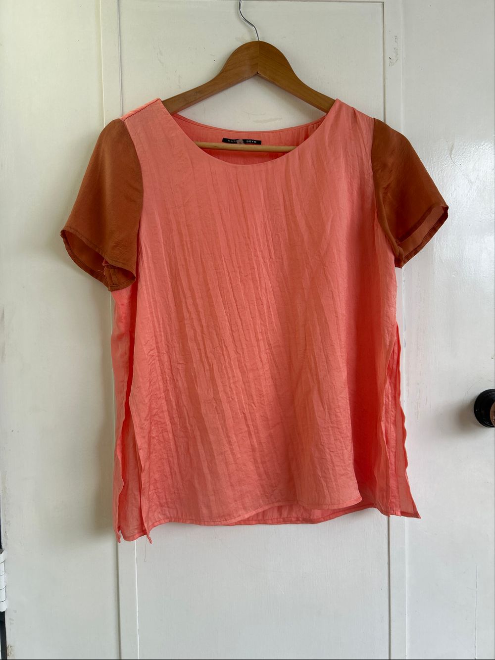 Marilyn Seyb Pink and Brown Top