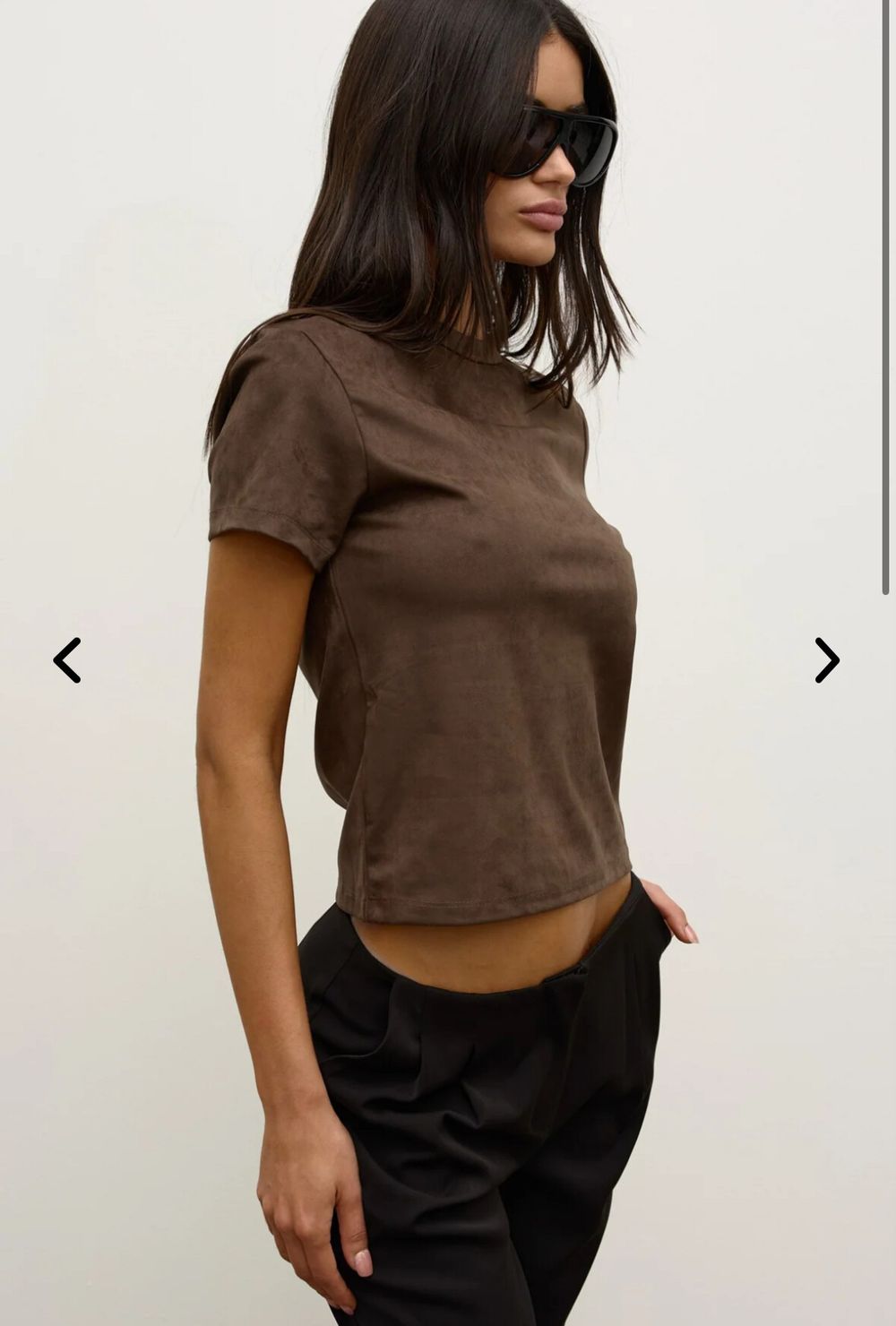 Bayse tshirt faux suede brown