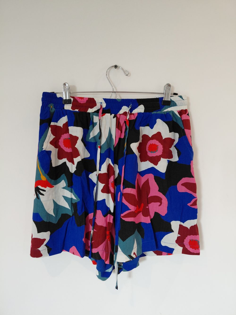 Blue Floral Print Shorts