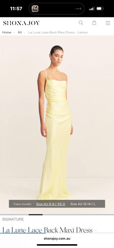 Shona Joy - La Lune Lace Back Maxi Dress - Lemon on Designer Wardrobe