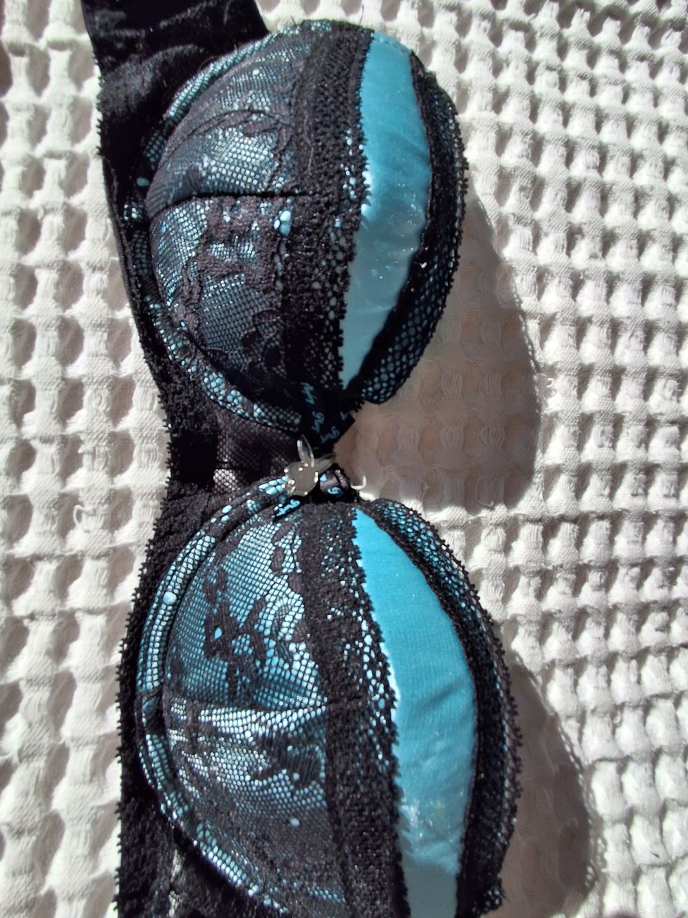 Playboy Black and Blue Lace Bra