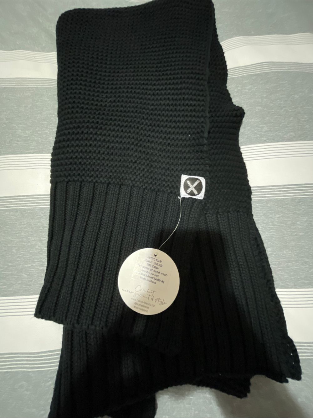 Knitted Black Scarf