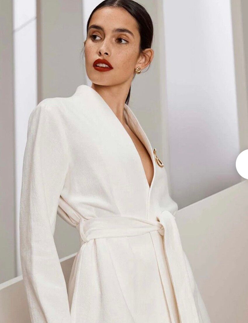 St. Agni White Linen-Cotton Kimono Jacket – Size L