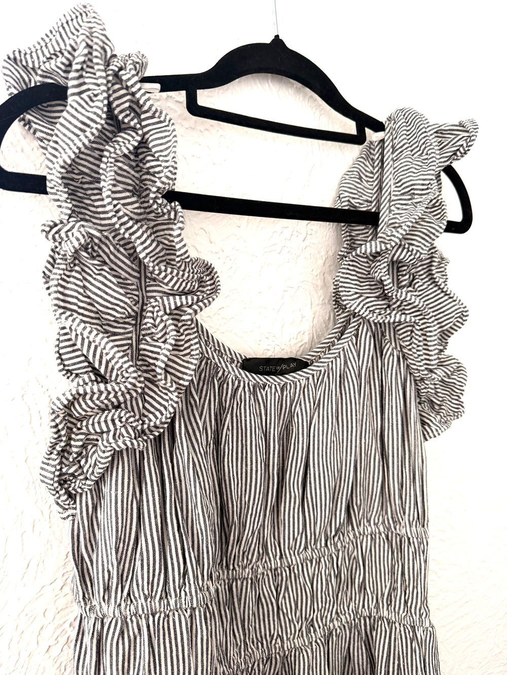 State of Play Black Striped Midi Dress