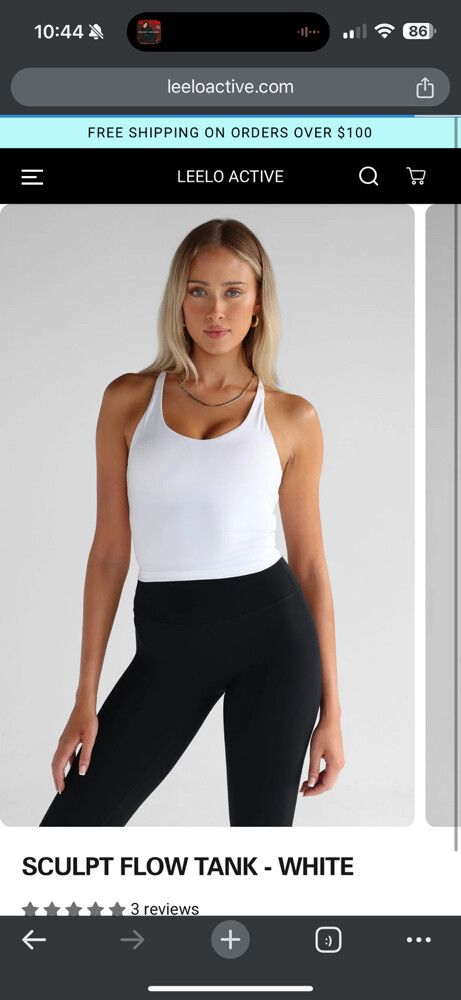 New Leeloactive Sports Bra Tank - Sculpt Flow Size Medium