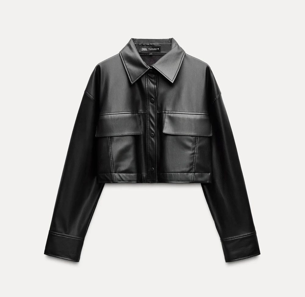 Zara leather crop shirt