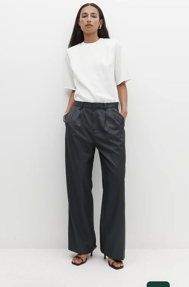 Rebe Double Pleated Trouser Charcoal