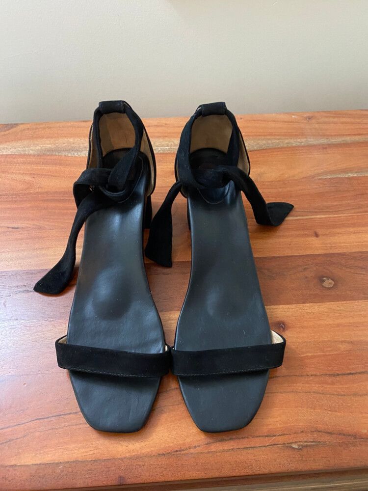 BARED FOOTWEAR Black Suede Leather Sandals