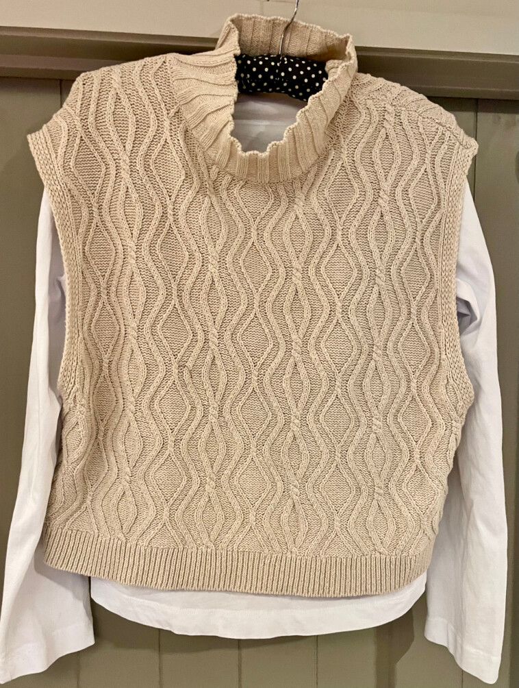 2 x Zara Beige Knit Tops - 1 with sewn in White Top & 2 Knit Sleeveless Top