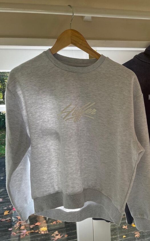 Grey Hugger Top With White Writing