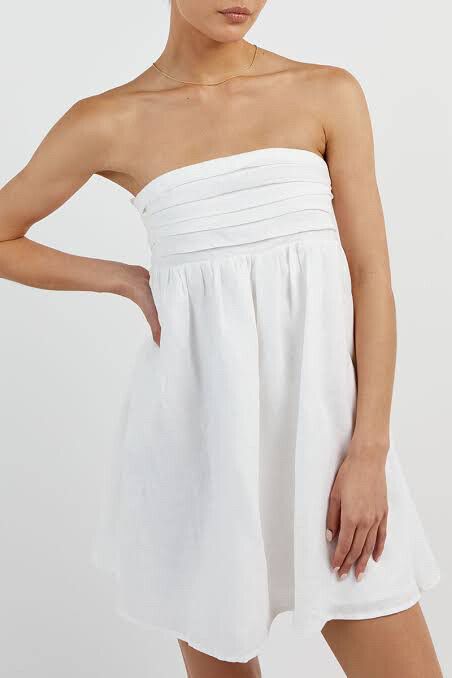 DISSH - Dissh Lexi Linen Mini Dress - White on Designer Wardrobe