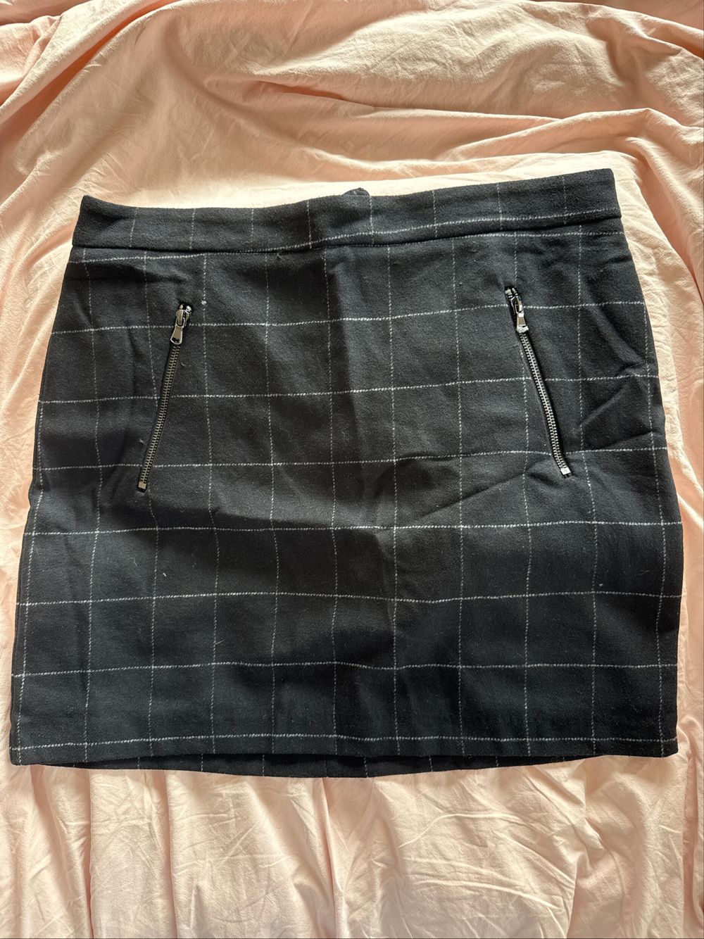 Whistle Black Check Wool Mini Skirt