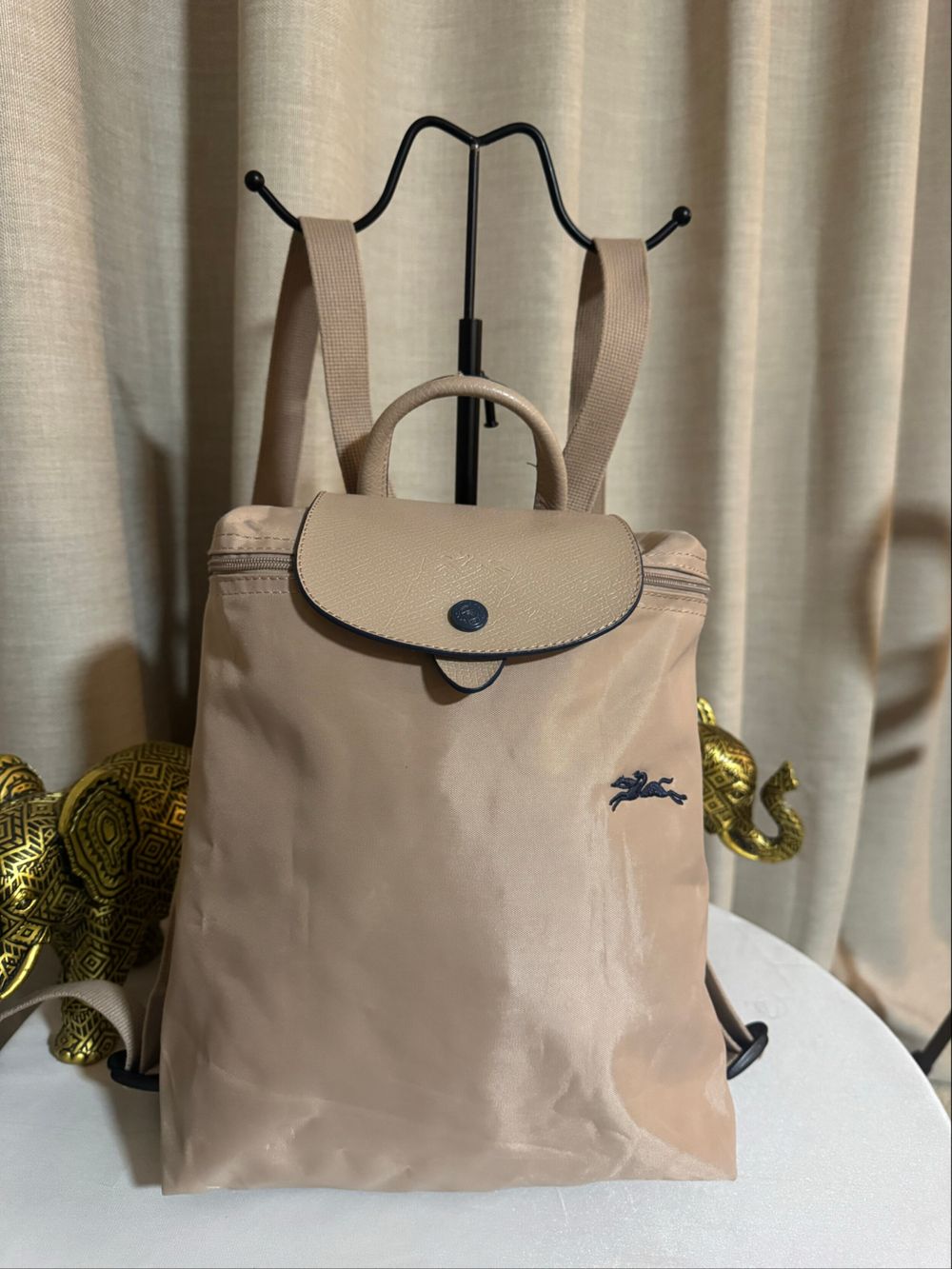 Longchamp Beige Pink Le Pliage Backpack