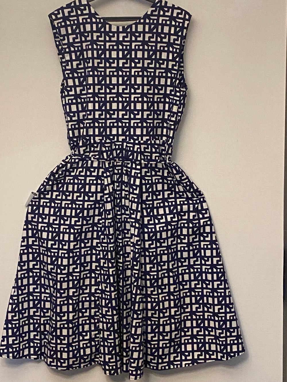 Blue and white pattened Dress