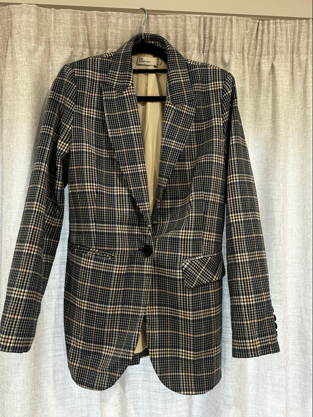 Zoe Kratzmann Black And Beige Plaid Blazer