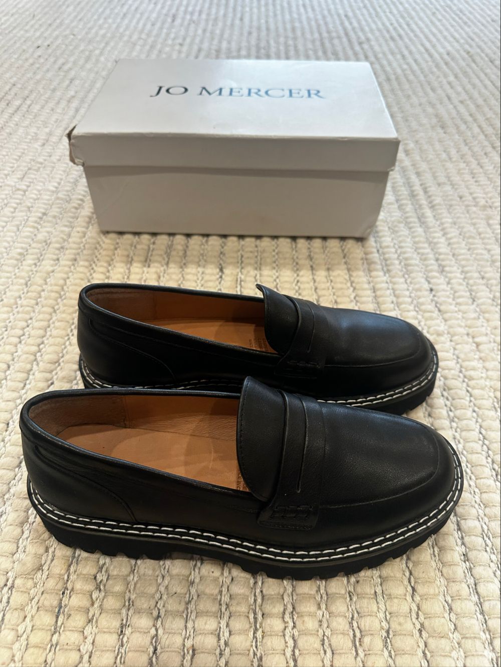 Jo Mercer Black Leather Loafers