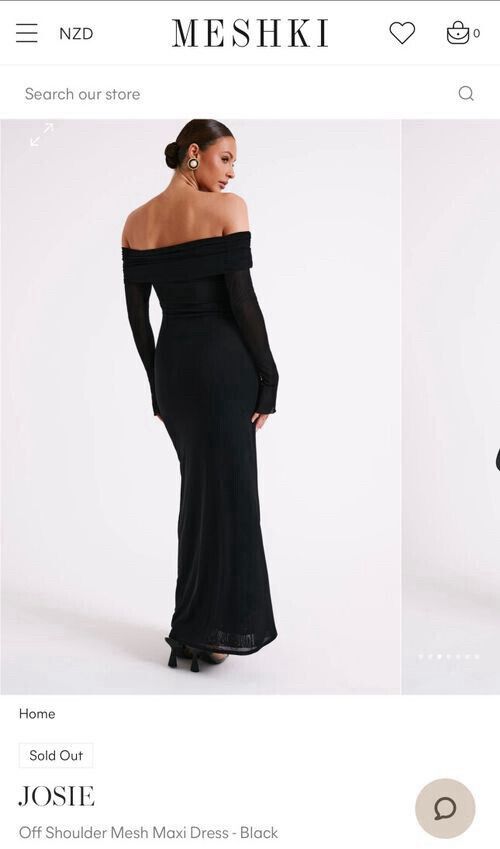 Meshki - Josie-off Shoulder Mesh Maxi Dress-Black on Designer Wardrobe