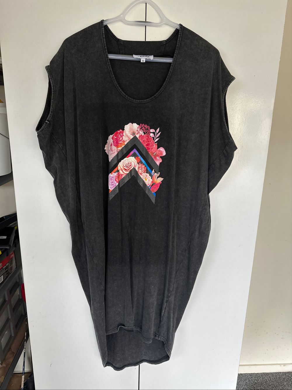 Charcoal Marie Floral Print Design Cocoon Dress