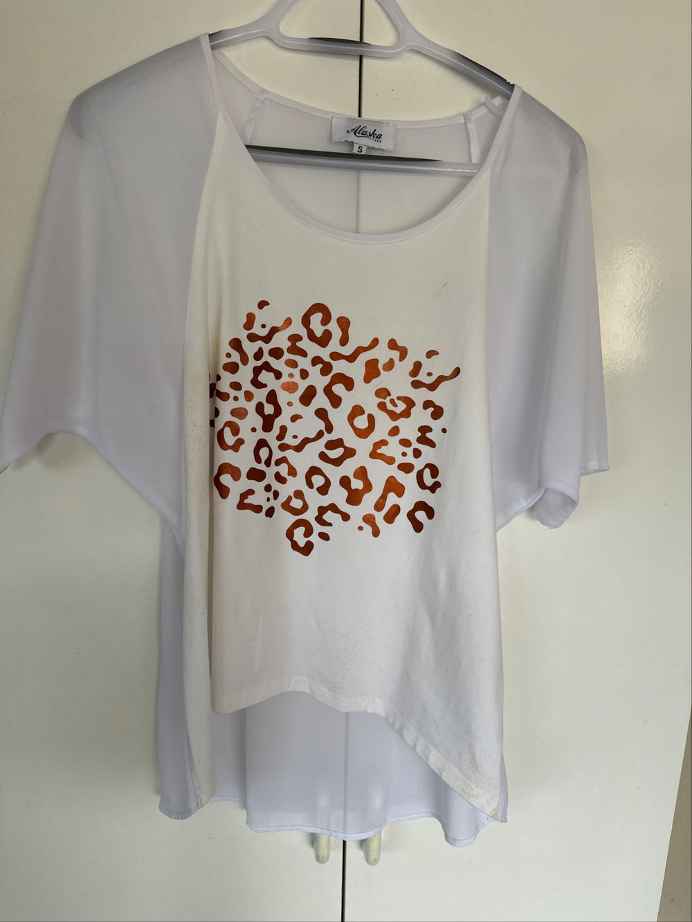 Chiffon Type Top Metallic Bronze Print
