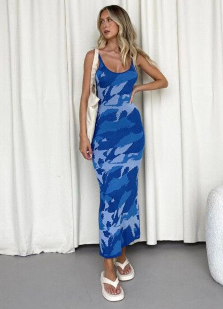 Dazie ‘One Of A Kind’ Blue Camo Print Dress
