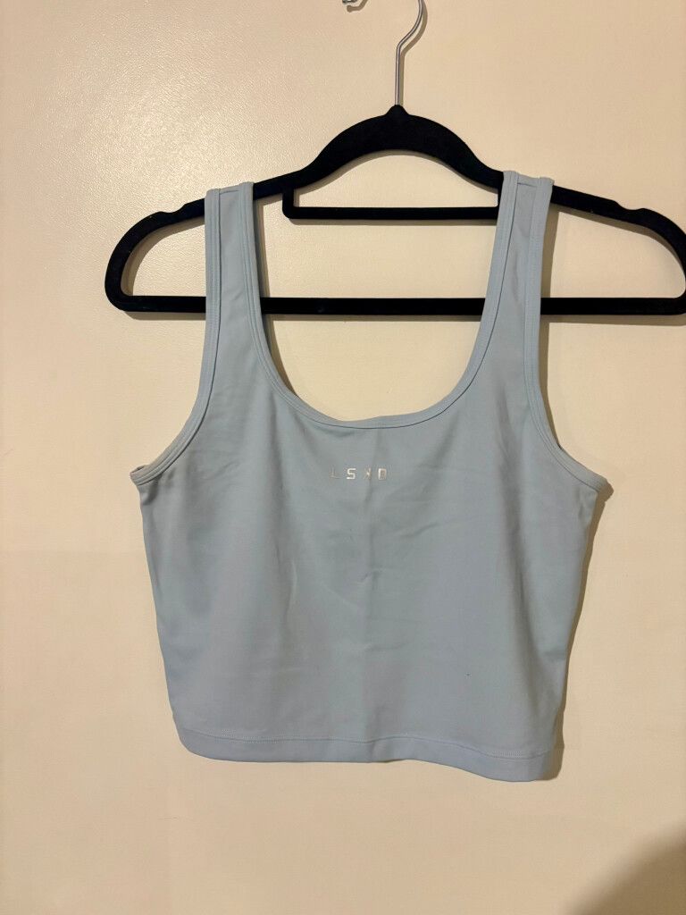 LSKD Staple Active Cropped tank in Glacial blue