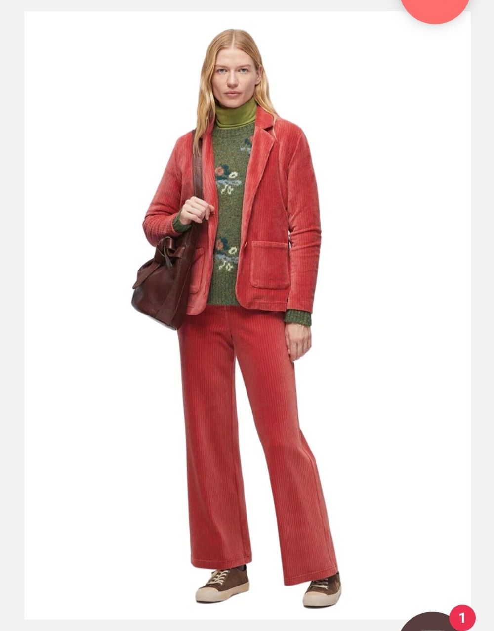 Orange/pink cord wide leg pants