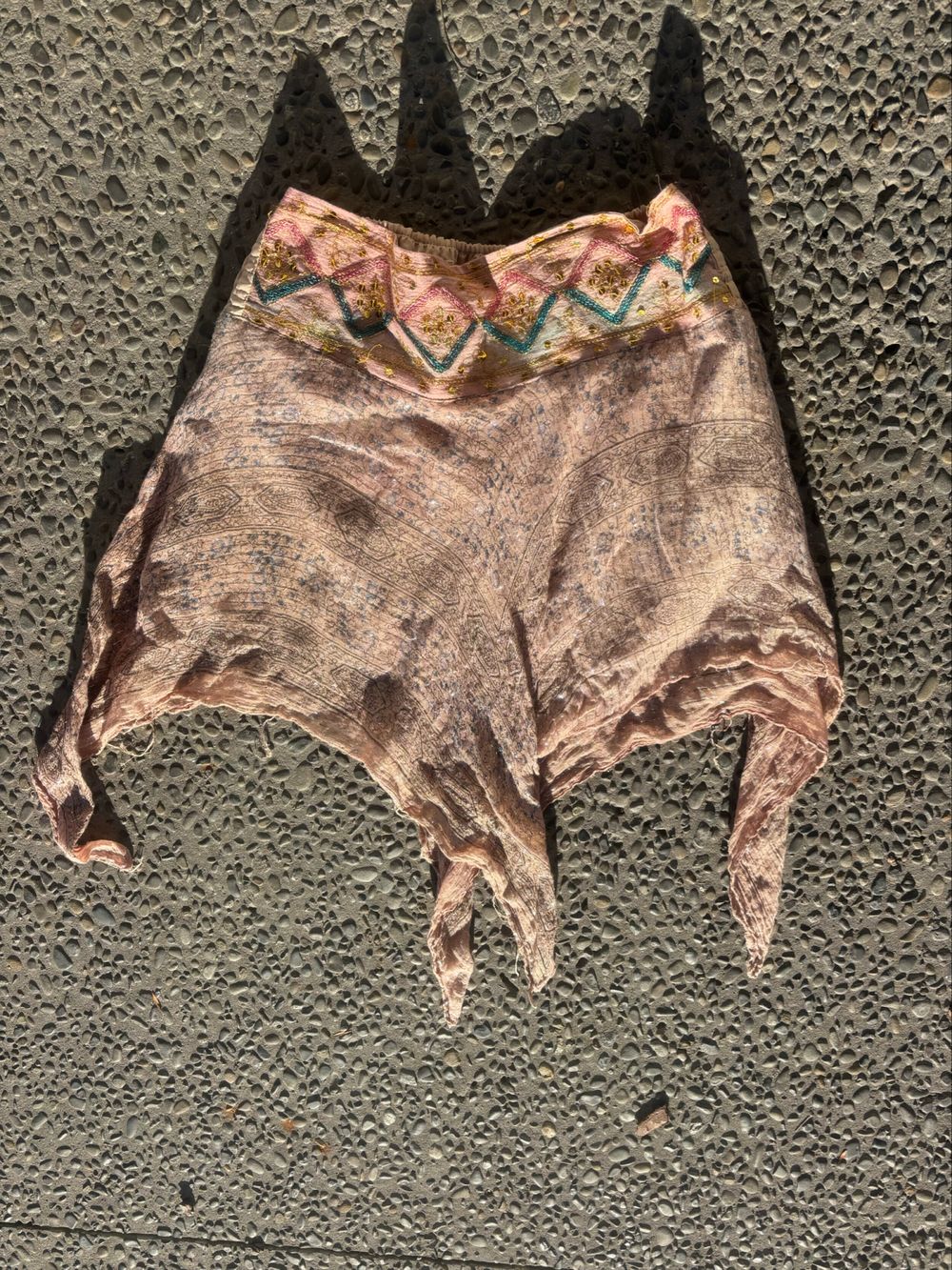 Beaded Asymmetric Hem Mini Skirt