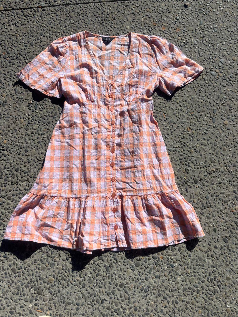 Thing Thing Orange And Purple Check Dress