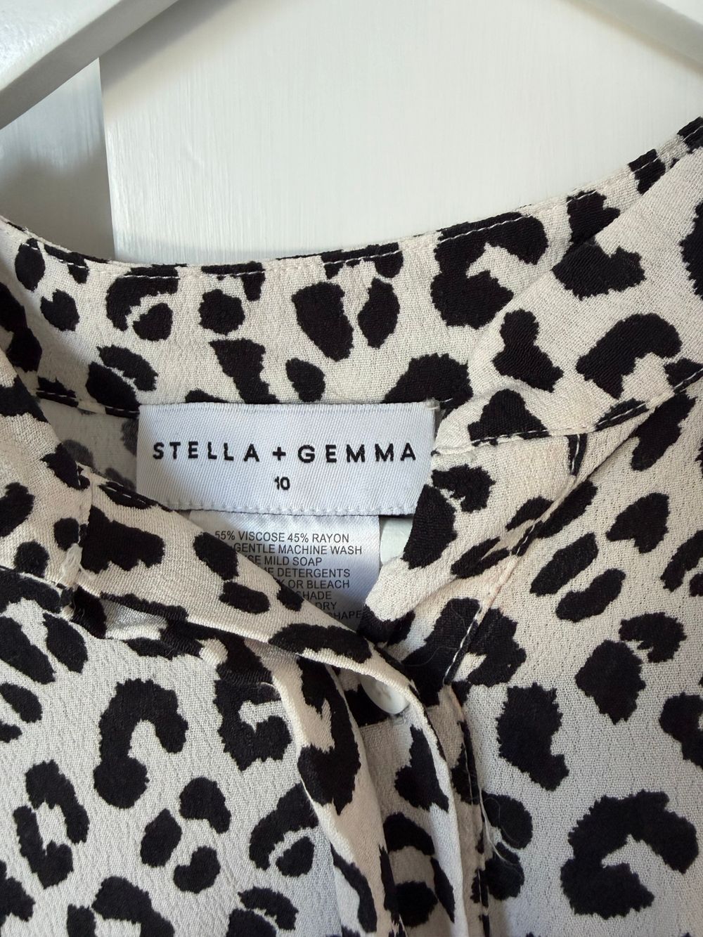 Stella + Gemma White and Black Leopard Print Midi Dress