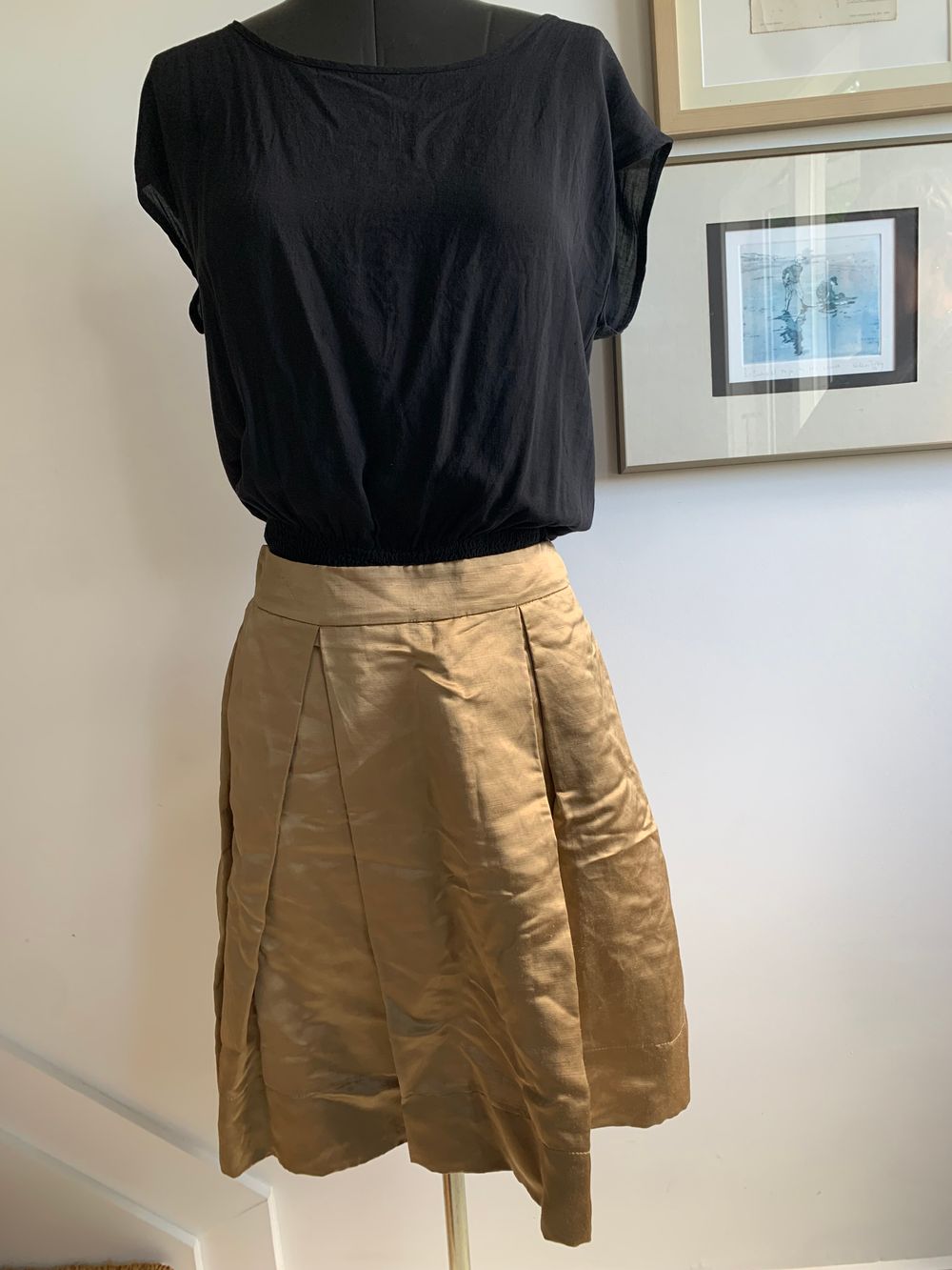 Carlson Gold Viscose Blend Skirt Size 12