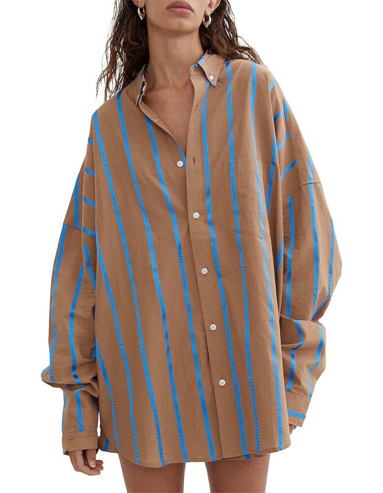 Blanca ‘Fleur Shirt’ in Brown Stripe