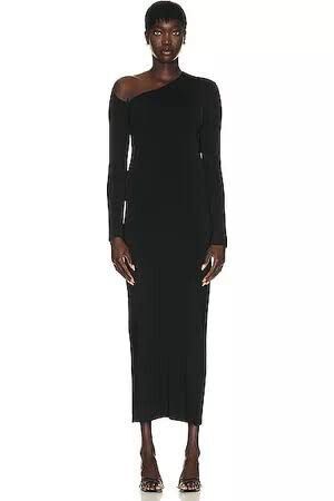 Zara - Zara Asymmetric Maxi Knit Dress Black on Designer Wardrobe
