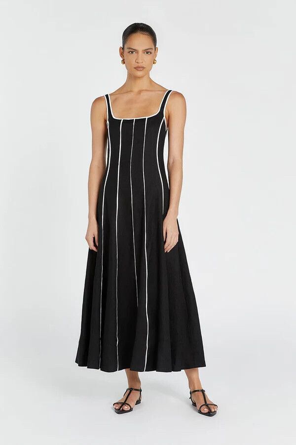 DISSH - Beck Black Linen Midi Dress on Designer Wardrobe