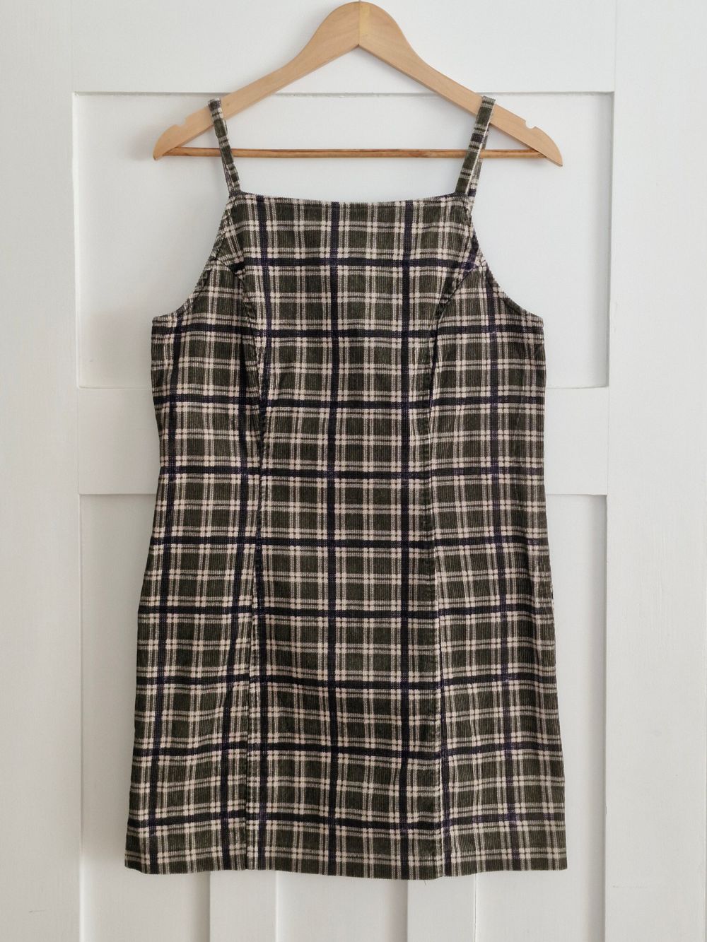 90's plaid corduroy mini dress