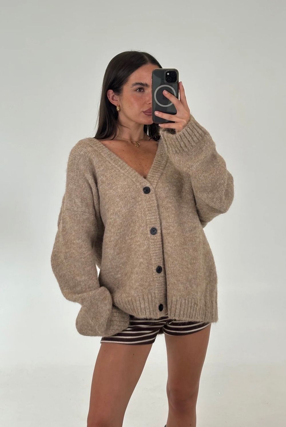 Oversized Camel Cardigan