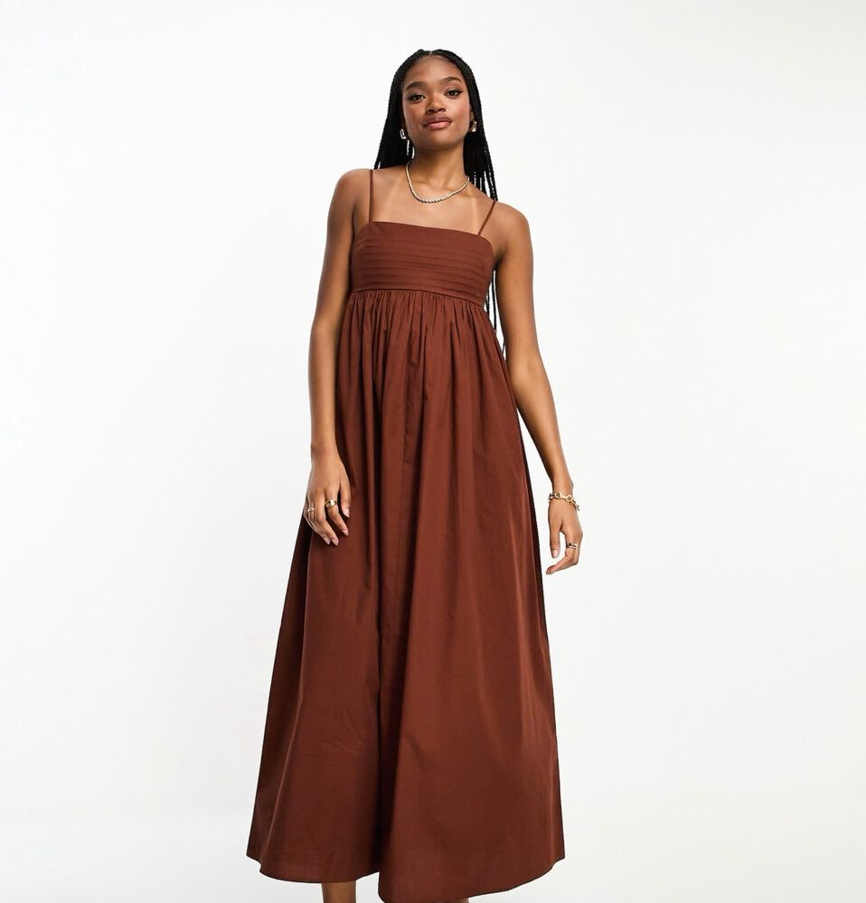 fitted lace wedding dress ASOS Brown Sculpting Jersey Square Neck Maxi Dress With Hook And Eye Back  In Mocha UK 6 main image 1
