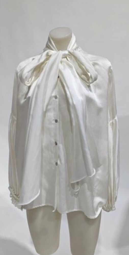 Mahsa Bow Blouse - White Silk