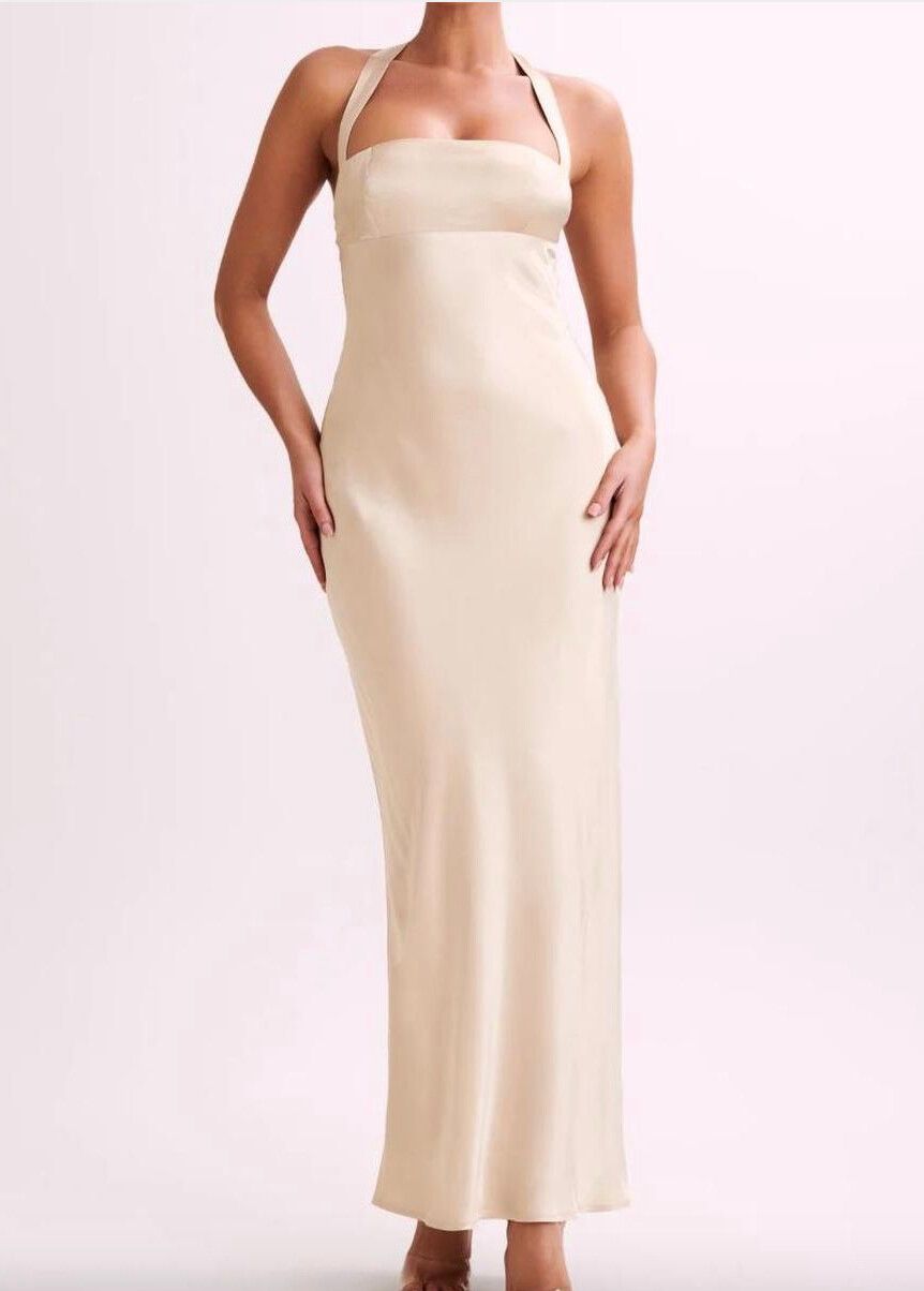 slim fit dress slacks Kenny Diamante One Shoulder Maxi Dress / Gold | Meshki main image 0