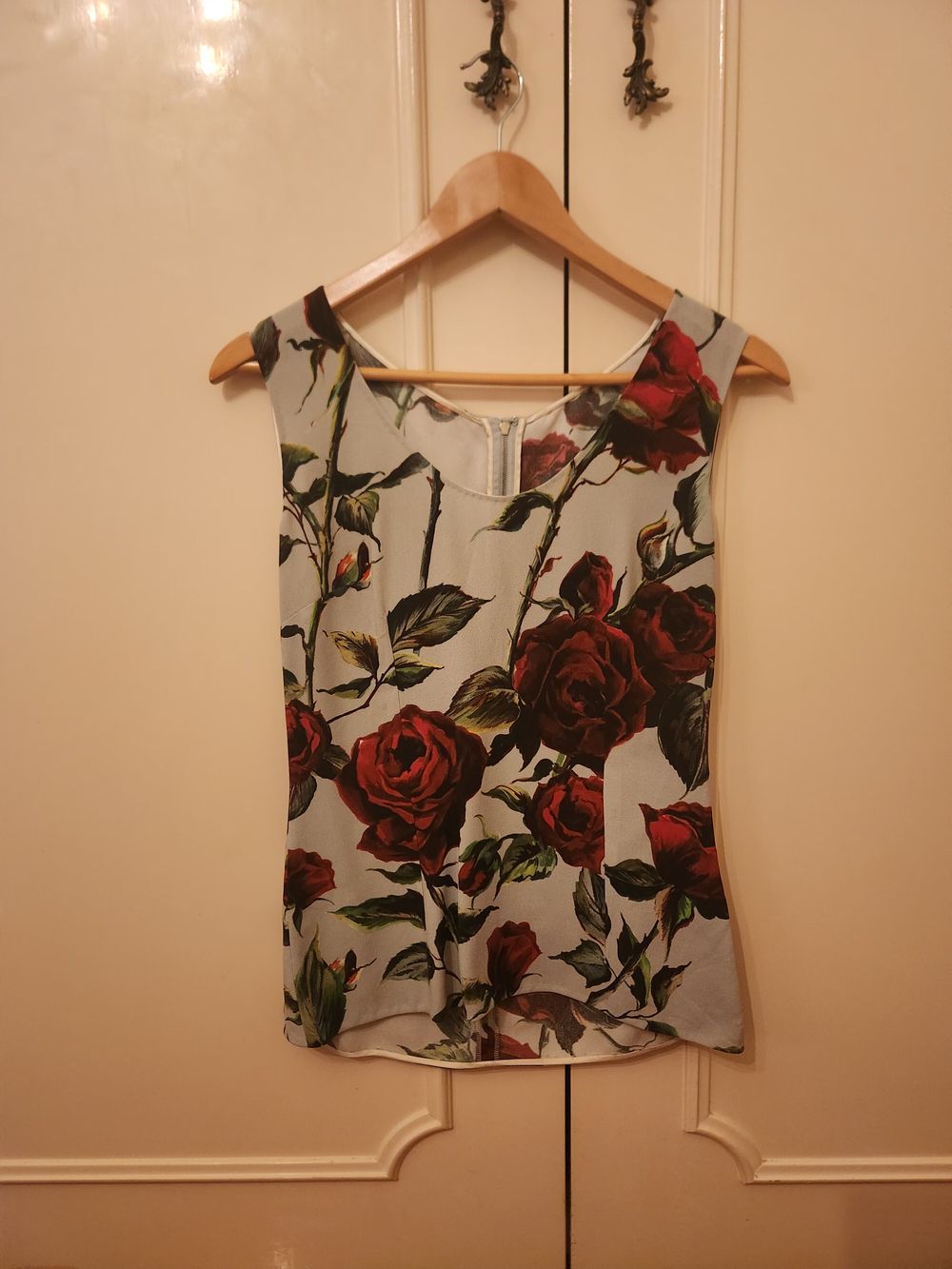 Dolce & Gabbana White Rose Print Top