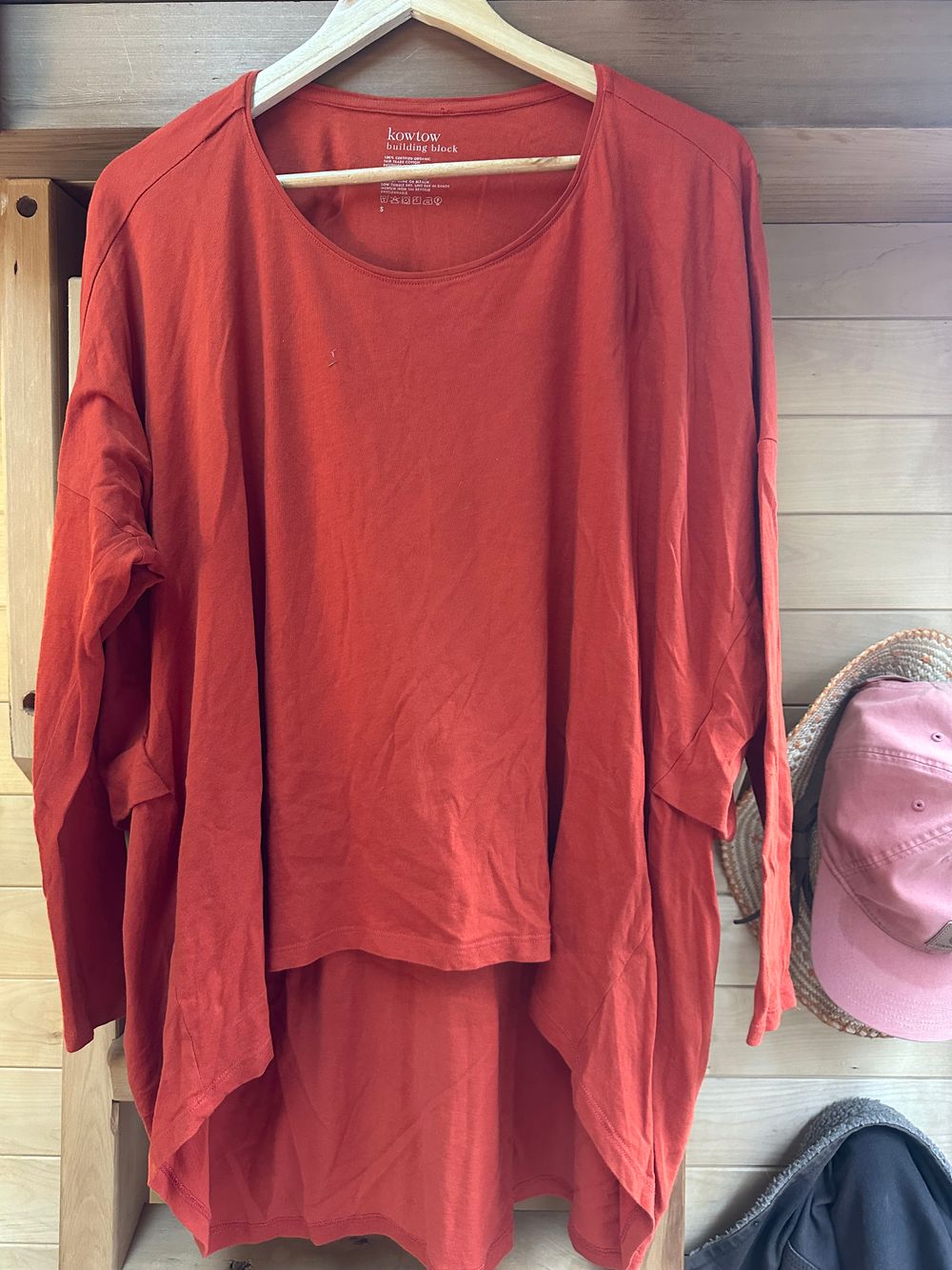 Kowtow Orange “Building Block” Long Sleeve Top
