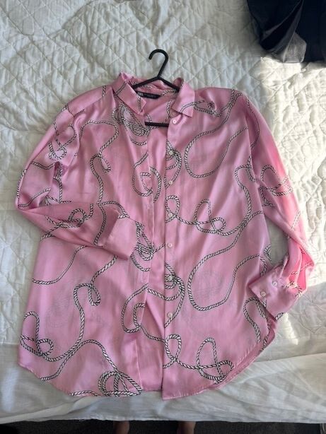 Zara Pink Satin Long Sleeve Shirt