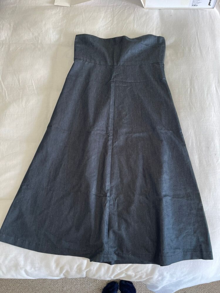 Navy Strapless Midi Skirt