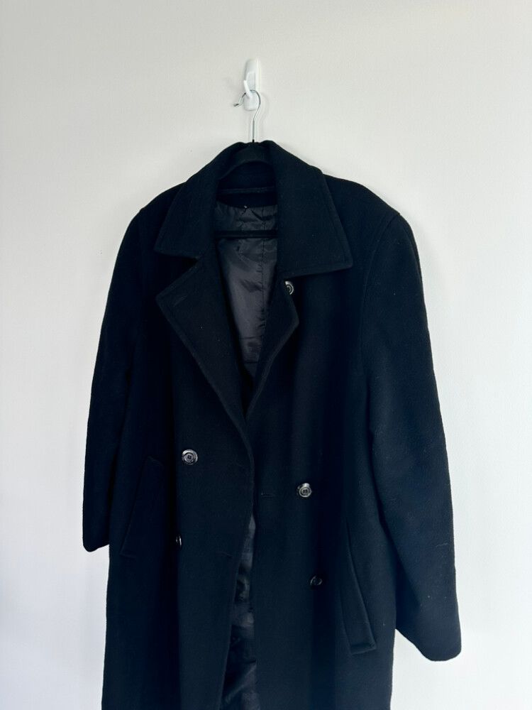 Black Overcoat Wool and Cashmere Coat