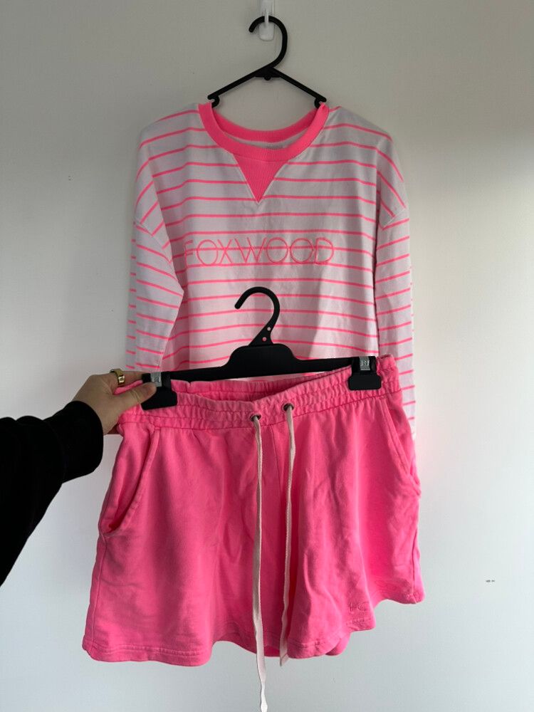 Foxwood Pink Striped Top And Shorts Set