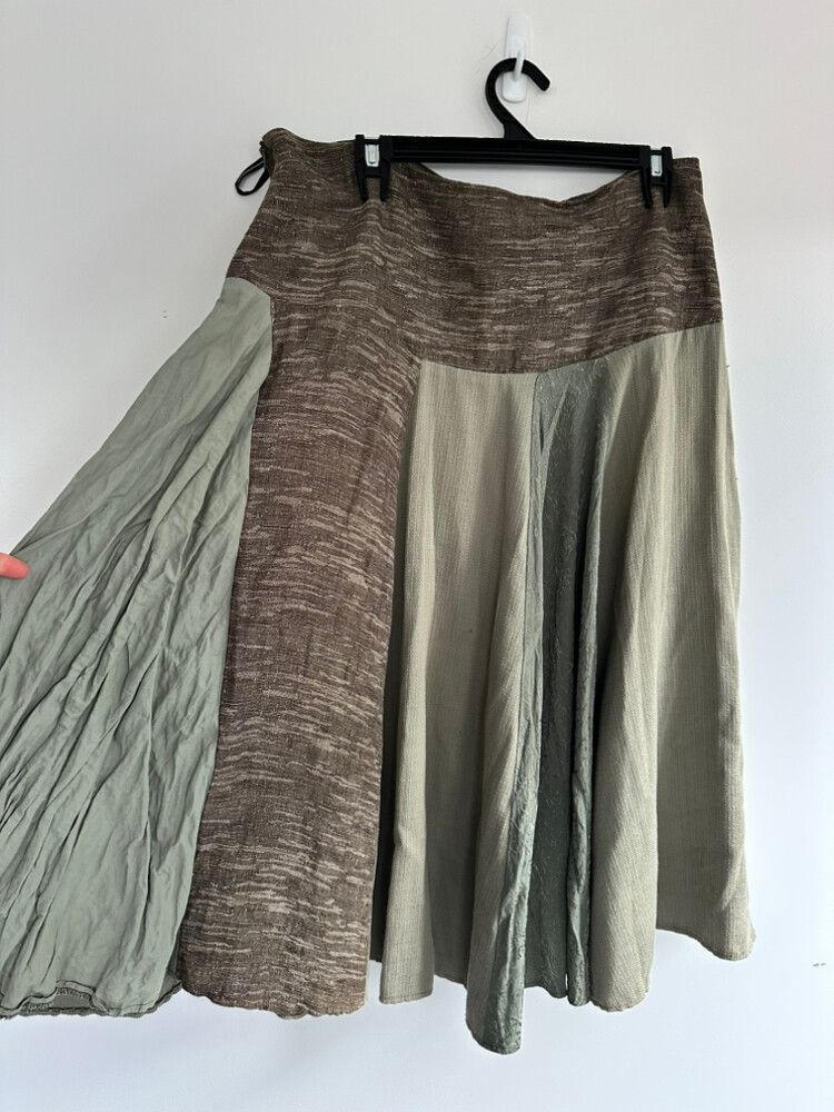 Annah Stretton. Brown and Green Patchwork Skirt