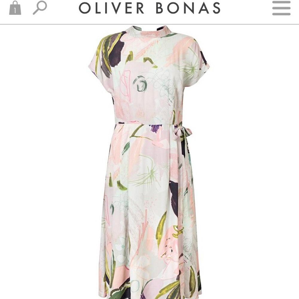 Oliver Bonas Multicolour Abstract Print Midi Dress