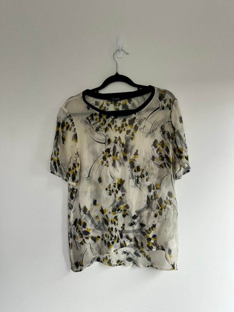 Storm White Floral Print Silk Top