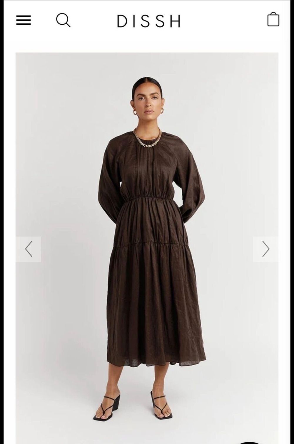 DISSH Brown Long Sleeve Midi Dress