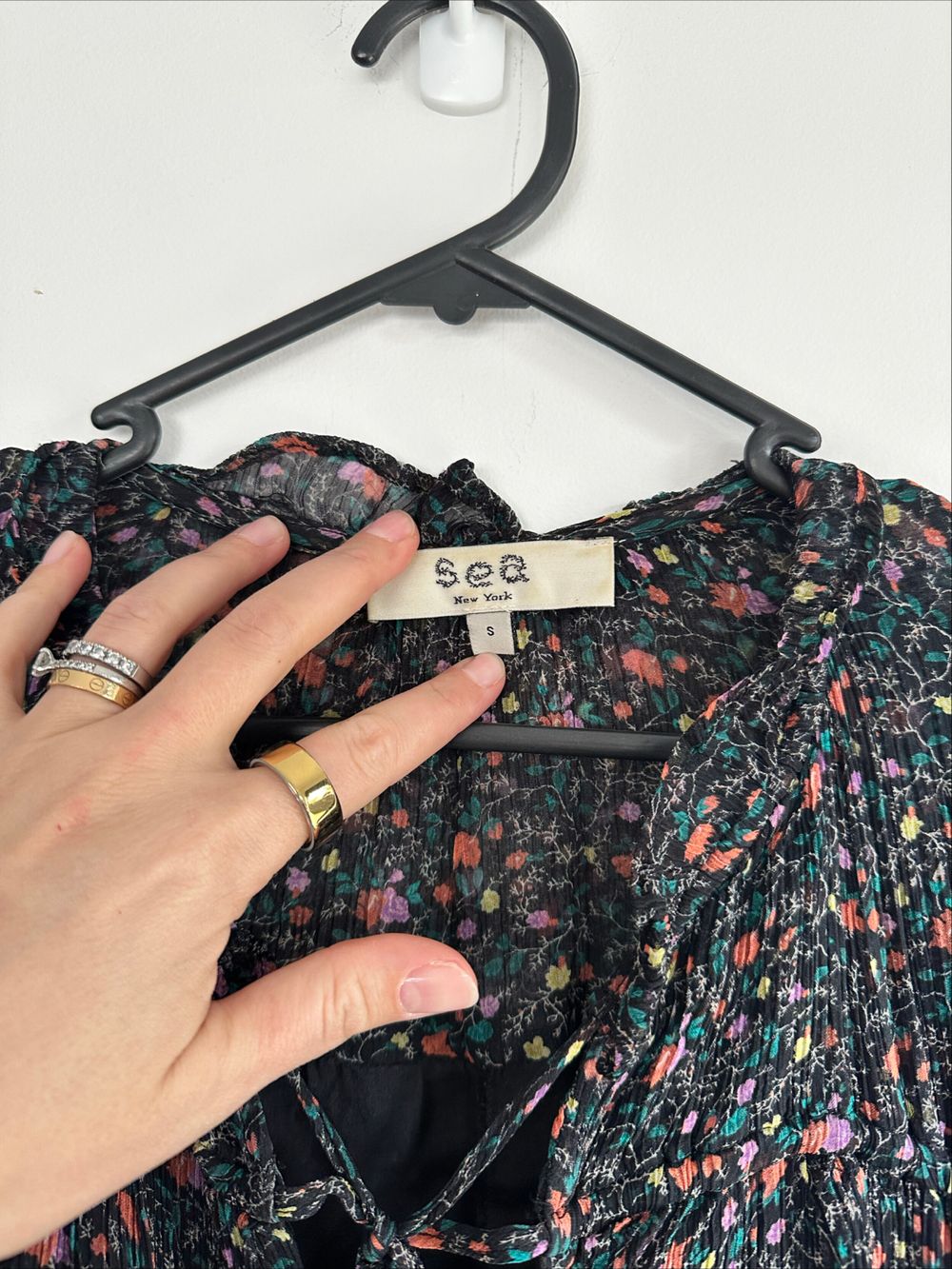Sea Black Floral Mini Dress